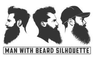 gebaard mannen gezicht hipsters met verschillend kapsels, mannen met baard silhouet bundels, snorren, baarden, silhouetten, avatars, hoofden. vector