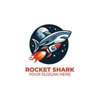 haai met raket draagraket logo ontwerp vector