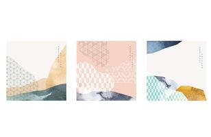 meetkundig patroon abstract achtergrond . Japans Golf element met waterverf schilderij structuur structuur sjabloon. kaart ontwerp in wijnoogst stijl. vector