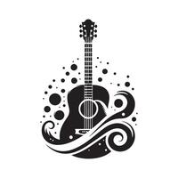 gitaar silhouet vlak illustratie. vector