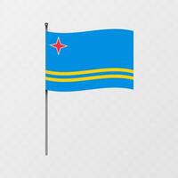 aruba nationaal vlag Aan vlaggenmast. illustratie. vector