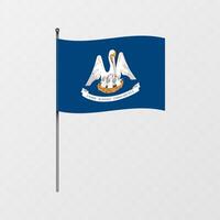 Louisiana staat vlag Aan vlaggenmast. illustratie. vector