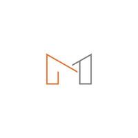 het initiële logo van de letter m in combinatie met het cijfer 1 is modern en minimalistisch vector