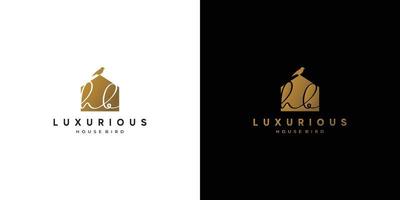 luxueus en aantrekkelijk vogelhuislogo-ontwerp vector