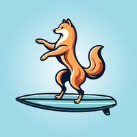 Fins spits hond spelen surfplanken hond surfing illustratie vector