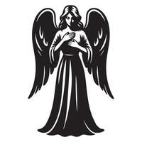 een vredig engel illustratie in zwart en wit vector