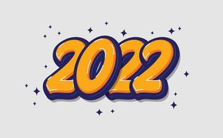 gelukkig nieuwjaar 2022 sterren bubble type wensen viering script tekst belettering vieren festival premie modern minimaal alfabet numeriek letters bewerkbaar vector bestand