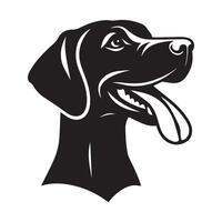 een speels vizsla hond gezicht illustratie in zwart en wit vector