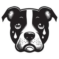 amstaff hond - een bedroefd Amerikaans Staffordshire terriër hond gezicht illustratie vector