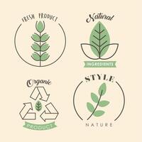 vier natuurlijke labels vector