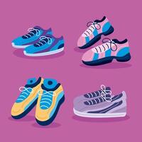 vier sneakers schoenen vector