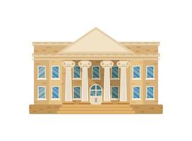 bank gebouw icoon in vlak stijl. financiering afdeling illustratie Aan geïsoleerd achtergrond. gerechtsgebouw met kolommen teken bedrijf concept. vector