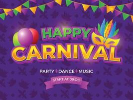 carnaval masker. gelukkig feestelijk concept met muzikaal, braziliaans carnaval achtergrond met kleurrijk vector