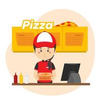 voorraad vector pizza afhaalmaaltijd concept illustratie