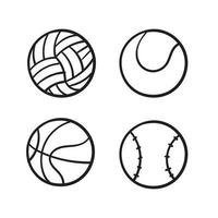 hand getrokken doodle sport bal collectie illustratie pictogram geïsoleerd vector