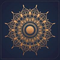 goud en blauw kleur luxe sier mandala achtergrondontwerp voor print, poster, dekking, brochure, flyer vector