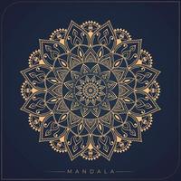 goud en blauw kleur luxe sier mandala achtergrondontwerp voor print, poster, dekking, brochure, flyer vector