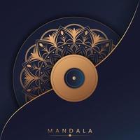 goud en blauw kleur luxe sier mandala achtergrondontwerp voor print, poster, dekking, brochure, flyer