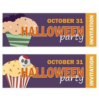 achtergrond met halloween cupcake - uitnodiging voor feest of wenskaart vector