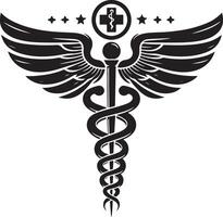 caduceus zwart medisch symbool silhouet zwart kleur silhouet vector