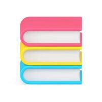 Gesloten veelkleurig boeken stack met papier Pagina's 3d icoon illustratie. stapel leerboeken vector