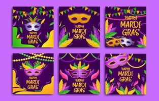 mardi gras posts op sociale media vector