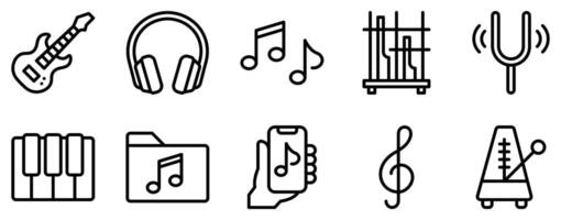 muziek- icoon reeks elegant lijn stijl verzameling vector