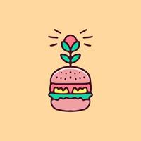 hamburger en rozen illustratie. vectorafbeeldingen voor t-shirtafdrukken en ander gebruik. vector