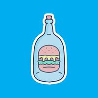 hamburger in fles illustratie. vectorafbeeldingen voor merch prints en ander gebruik. vector