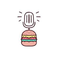 microfoon en hamburger illustratie. vectorafbeeldingen voor merch prints en ander gebruik. vector