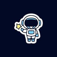 kleine astronaut met sterillustratie. vectorafbeeldingen voor t-shirtafdrukken en ander gebruik. vector