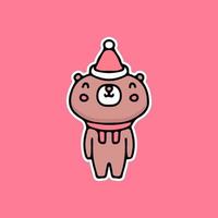 schattige baby beer viert kerst. tekenfilm voor sticker. vector