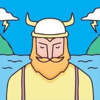 cool portret bebaarde viking met zee achtergrond afbeelding. vectorafbeeldingen voor t-shirtafdrukken en ander gebruik. vector