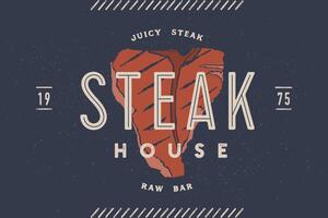 steak, logo, vlees label. logo met steak silhouet vector