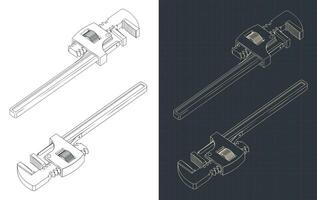pijp moersleutel isometrische blauwdrukken vector