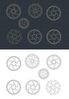 fiets schijf remmen tekeningen reeks vector