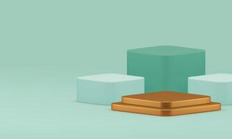 groen meetkundig 3d podium voetstuk gouden luxe ruit staan realistisch illustratie vector