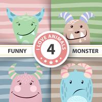 Stel een schattig monster. Vier items. vector