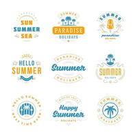 zomer vakantie etiketten en badges retro typografie ontwerp set. vector