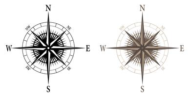 Kompas, geïsoleerde vectorillustratie in zowel zwarte als kleurenversies vector
