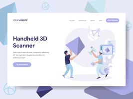 Landingspagina sjabloon van Handheld 3D Scanner Illustratie Concept. Isometrisch plat ontwerpconcept webpaginaontwerp voor website en mobiele website Vector illustratie