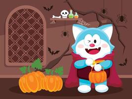 robot kat vieren halloween vector