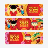 gelukkig chinees nieuwjaar 2022 gong xi fa cai banner vector