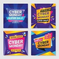 set cyber Monday social media-kaarten vector