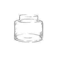 een lijn getrokken zwart en wit illustratie van een glas vaas, schaduwrijk gebruik makend van lijnen en getrokken in een vaag stijl vector