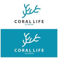 zeewier logo koraal logo gemakkelijk blad logo onderwater- fabriek ontwerp vector