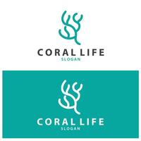 zeewier logo koraal logo gemakkelijk blad logo onderwater- fabriek ontwerp vector