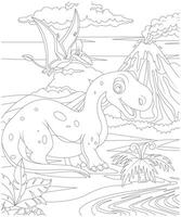 uniek dinosaurus kleur bladzijde voor kinderen. dinosaurus kleur boek bladzijde voor kinderen vector