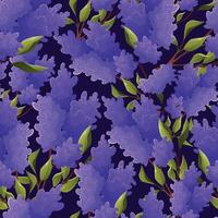Afdeling van bloeiend Purper lila met bladeren. naadloos tekenfilm bloem patroon. vector