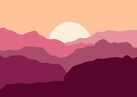 bergen landschap in zonsondergang, natuur illustratie. vector